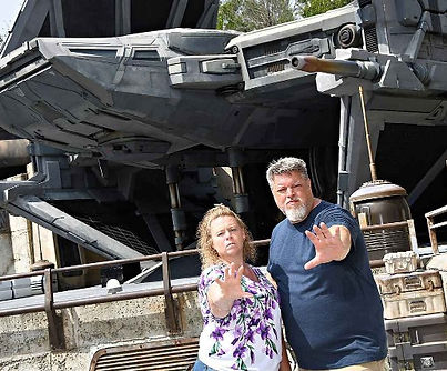 Sheila Smith, Your Disney Vacaton planner, and her jusband using the force at Hollywood Studio.