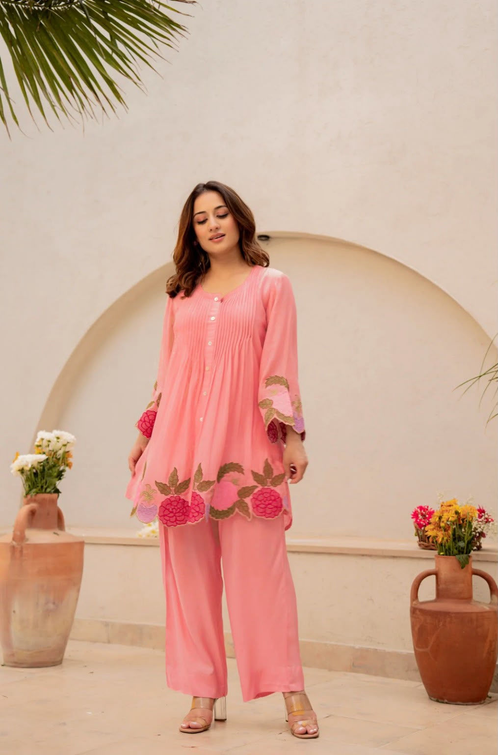 Blush Pink Embroidered Co-ord Set