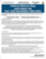 California Minimum Wage for Restaurant Workers $20
