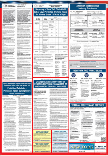 2026 New York Labor Law Poster State Only Compliance Poster