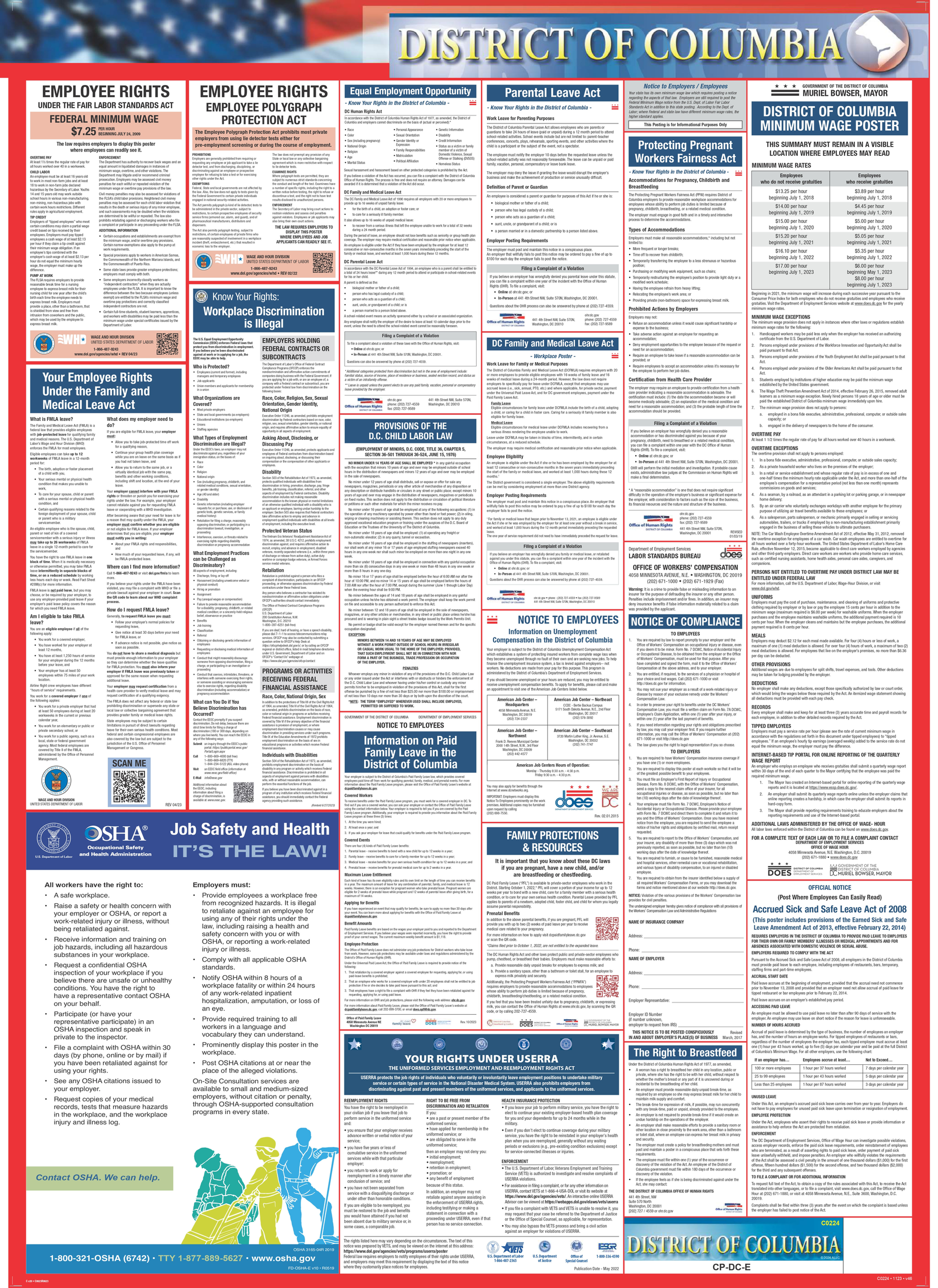 District of Columbia Labor Law Poster front view