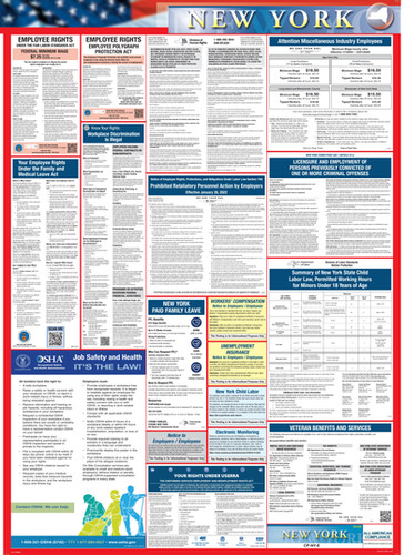 2026 New York Labor Law Poster Federal State Osha Compliance All