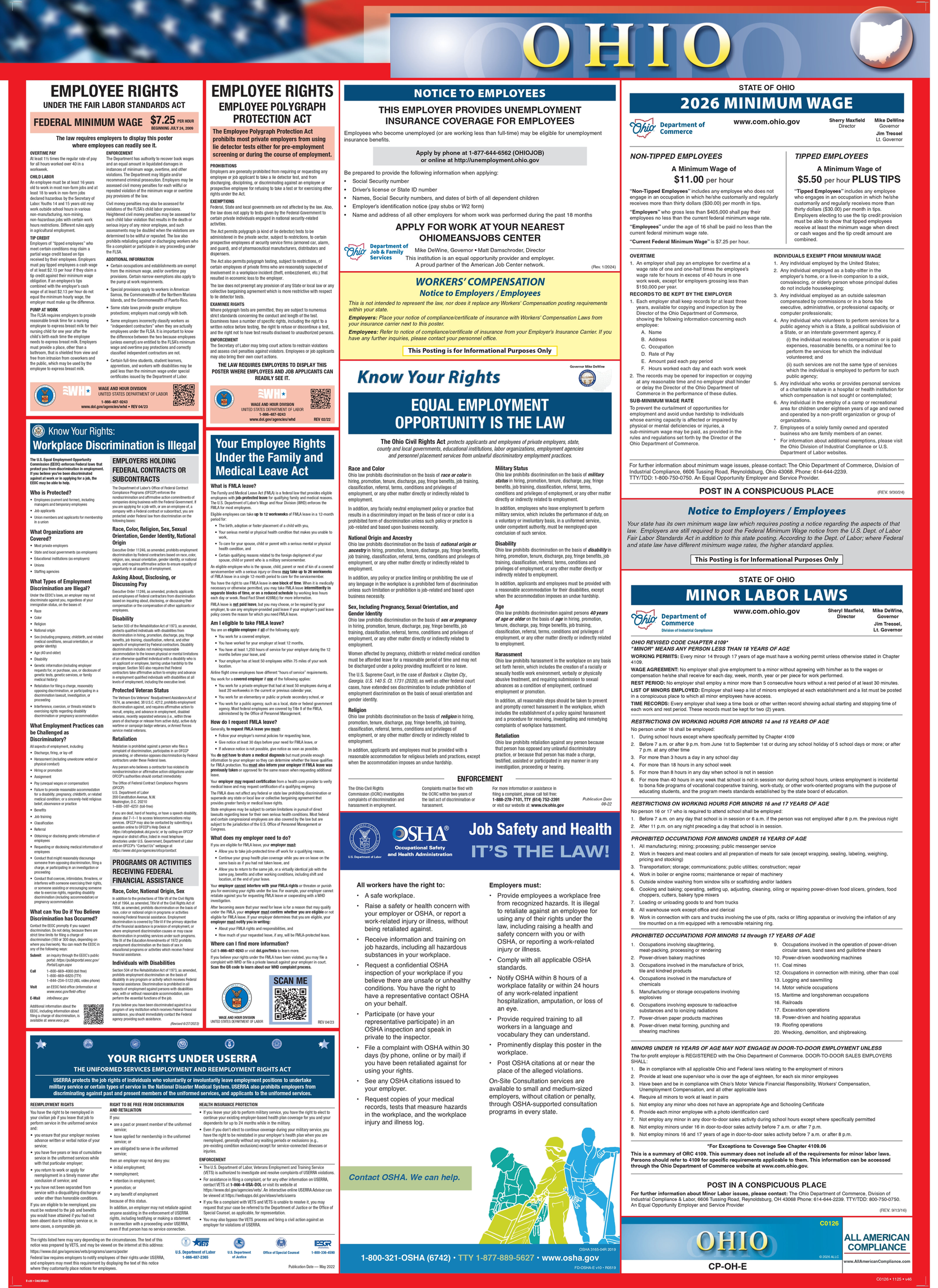 2026 Ohio Labor Law Poster front view