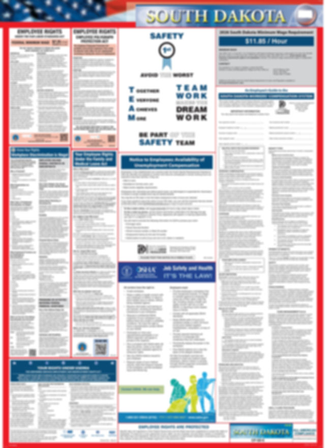 Front View of 2026 South Dakota Labor Law Poster