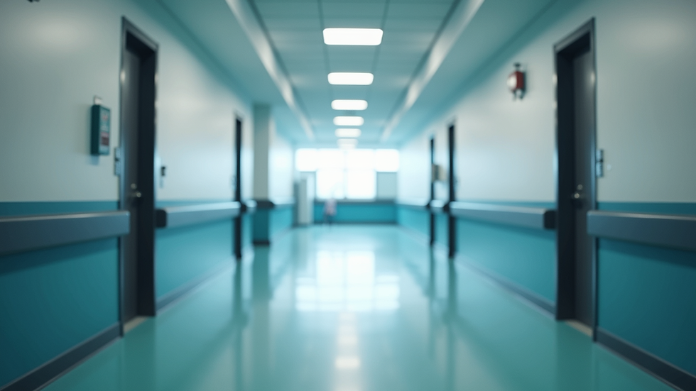 Eye-level view of a modern hospital corridor with efficient layout