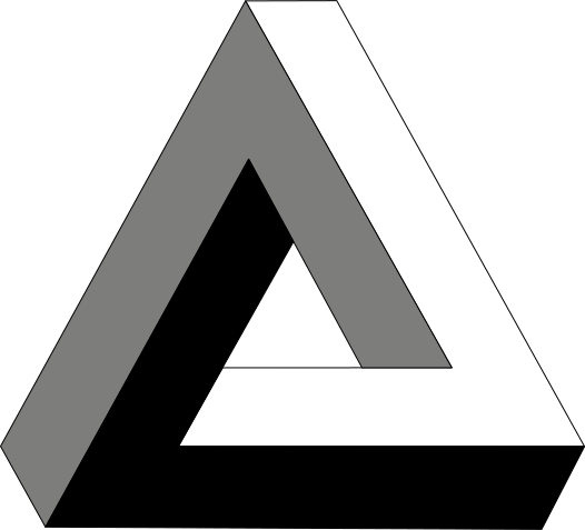 Penrose triangle, an "impossible shape" by Roger Penrose