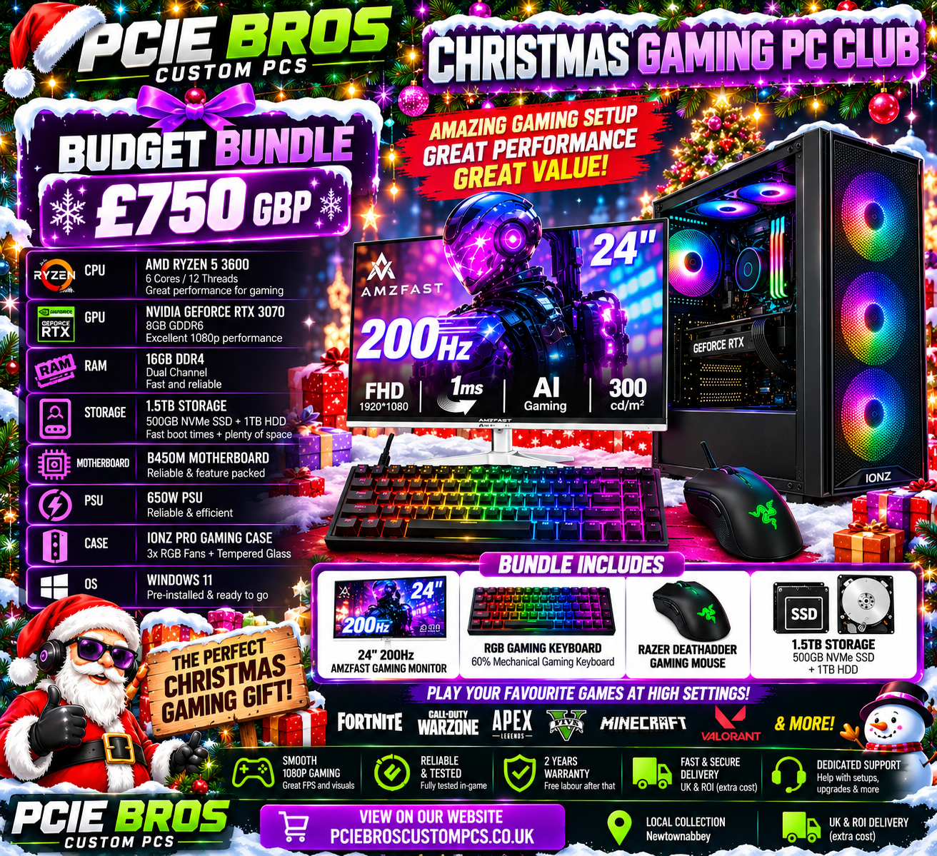 🎄🎮 CHRISTMAS MEGA GAMING PC BUNDLE 🎮🎄 Ryzen 7 7800X3D + RTX 5070 | 32GB DDR5