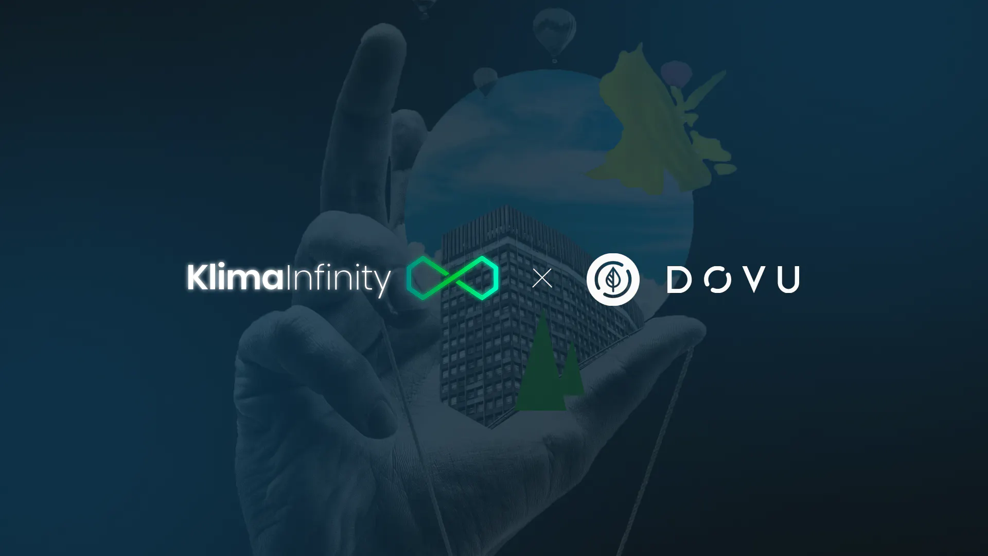 Lead image announcing the partnership of KlimaDAO and DOVU