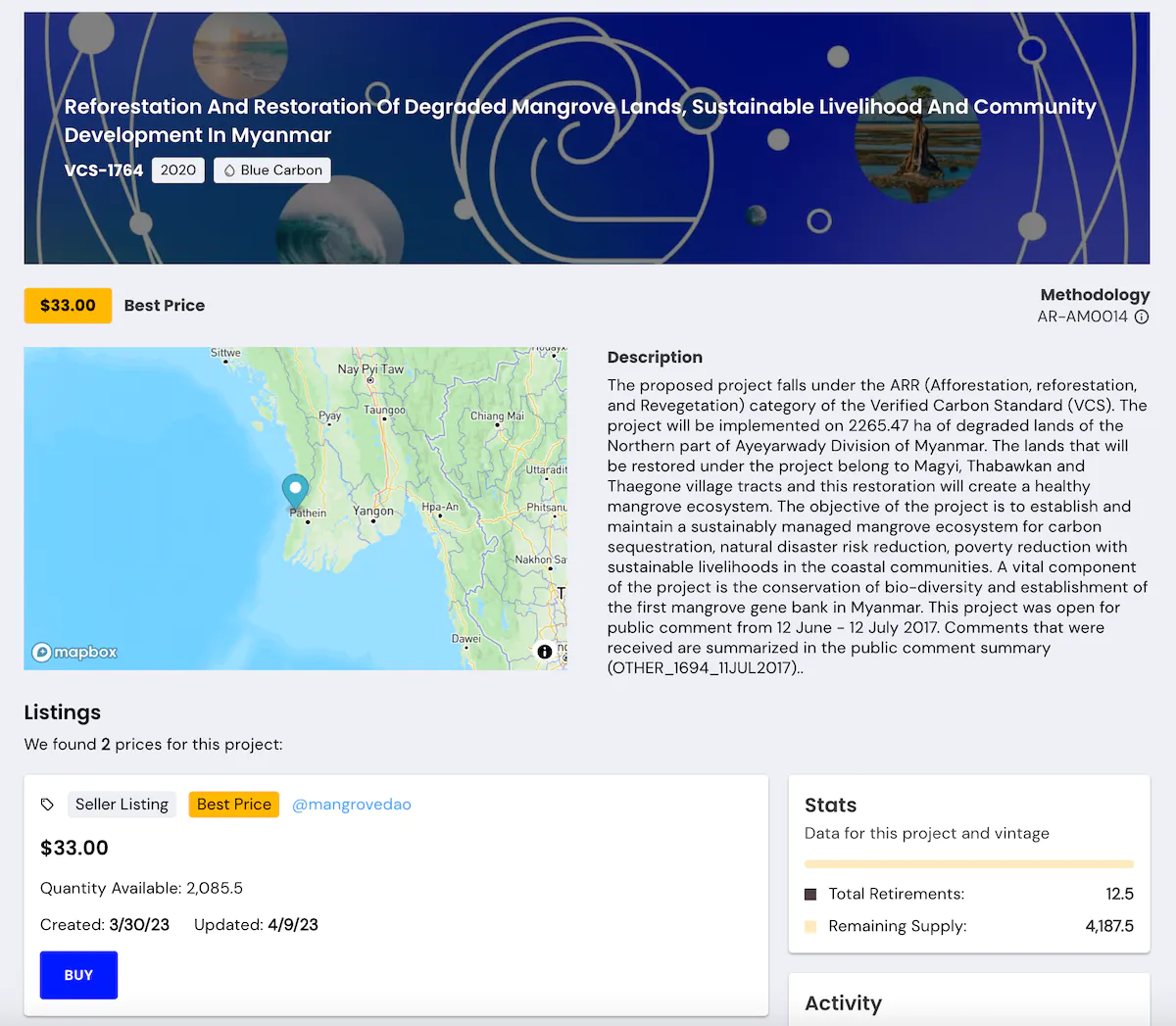 Screenshot of the Carbonmark user interface.