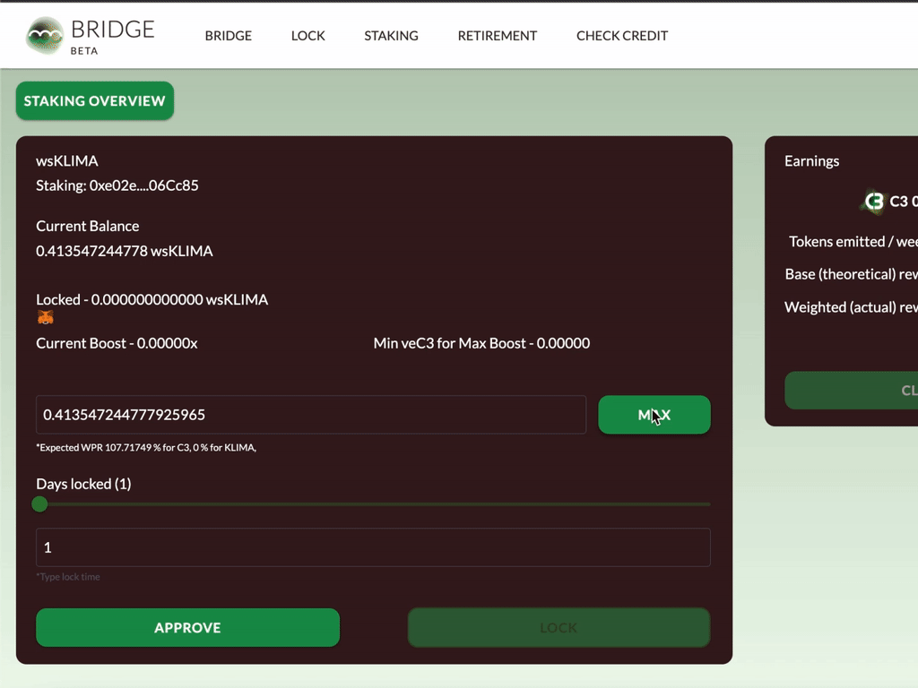 Animated GIF showing the steps to specify the time lock