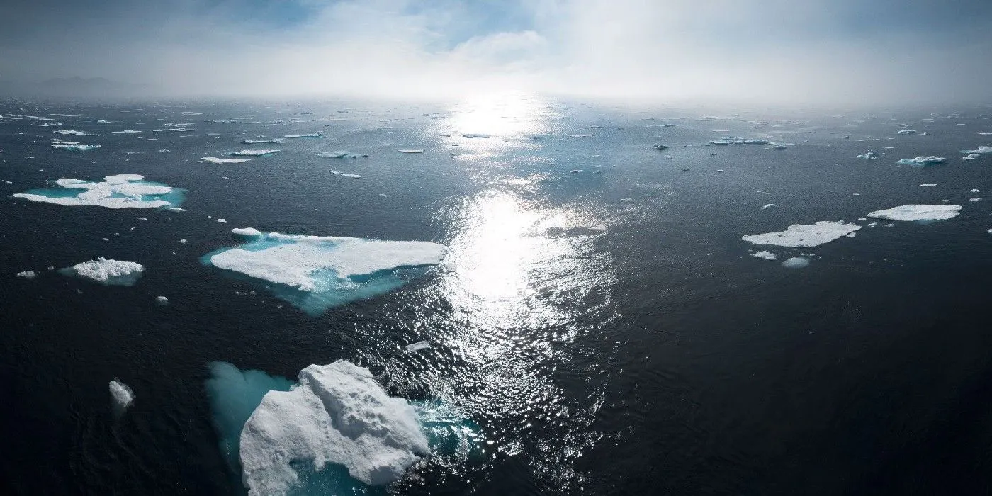 A picture of ice floating across the arctic ocean