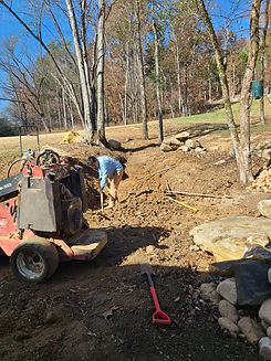 Retaining wall foundation excavation in progress in Gurley AL