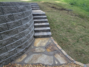 Retaining wall with flagstone mixed steps in Harvest AL
