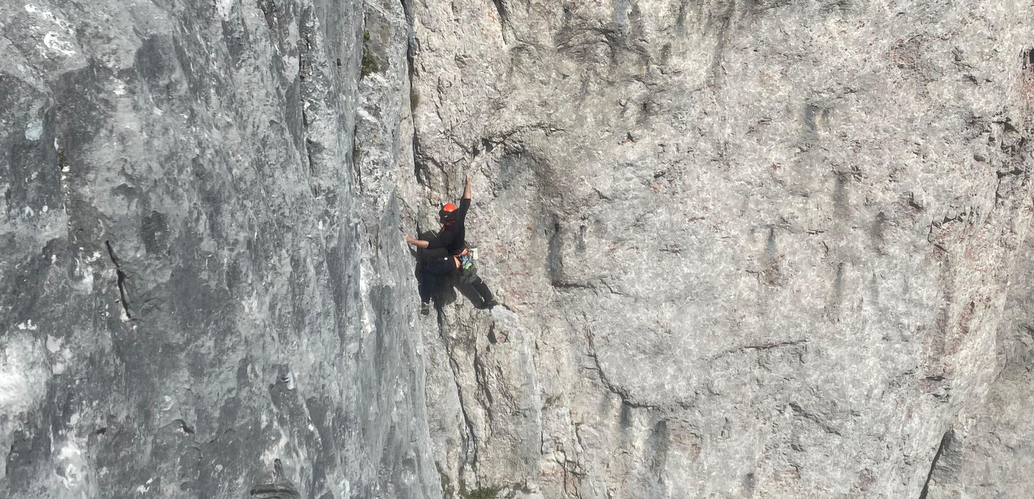 Schlüsselseillänge in der Dülfer Ostwand