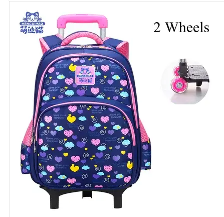 Thumbnail: Girl School Backpack School Rolling Backpack Wheels School Trolley Backpack