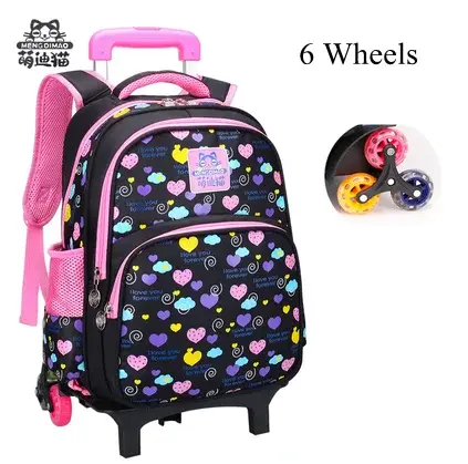 Thumbnail: Girl School Backpack School Rolling Backpack Wheels School Trolley Backpack