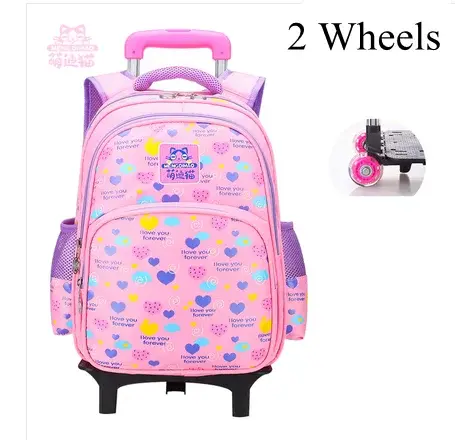 Thumbnail: Girl School Backpack School Rolling Backpack Wheels School Trolley Backpack