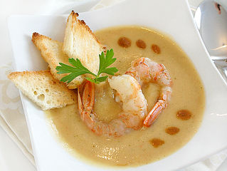 Crema di ceci e gamberi