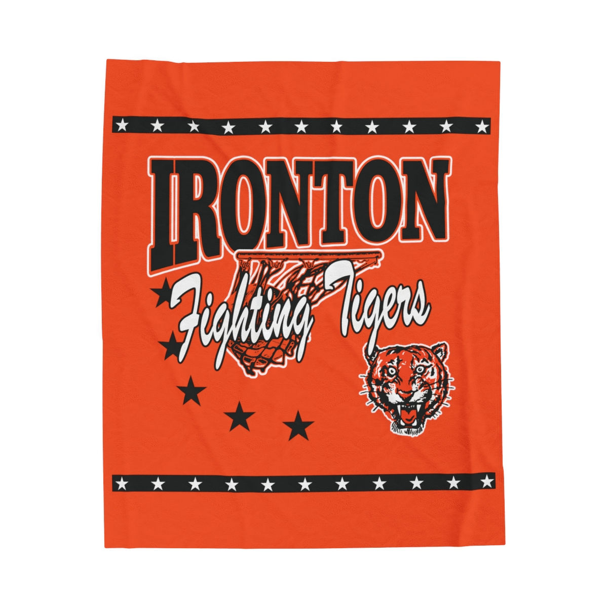Ironton (Orange) 90's Retro Basketball Velveteen Plush Blanket