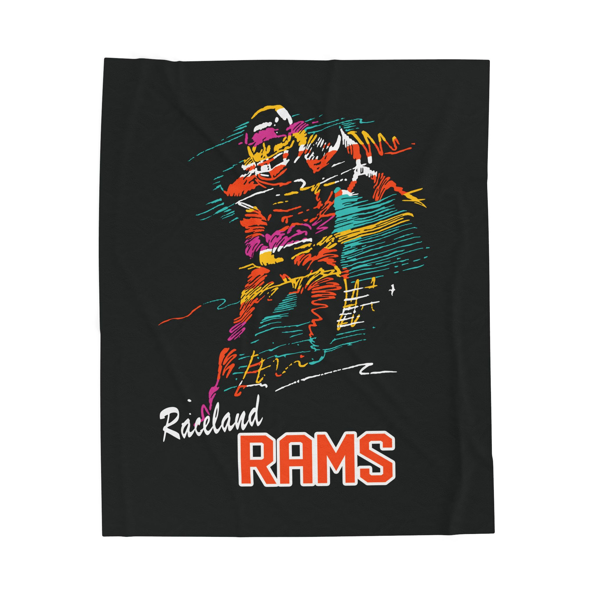 Raceland Rams Football 90's Neon Velveteen Plush Blanket