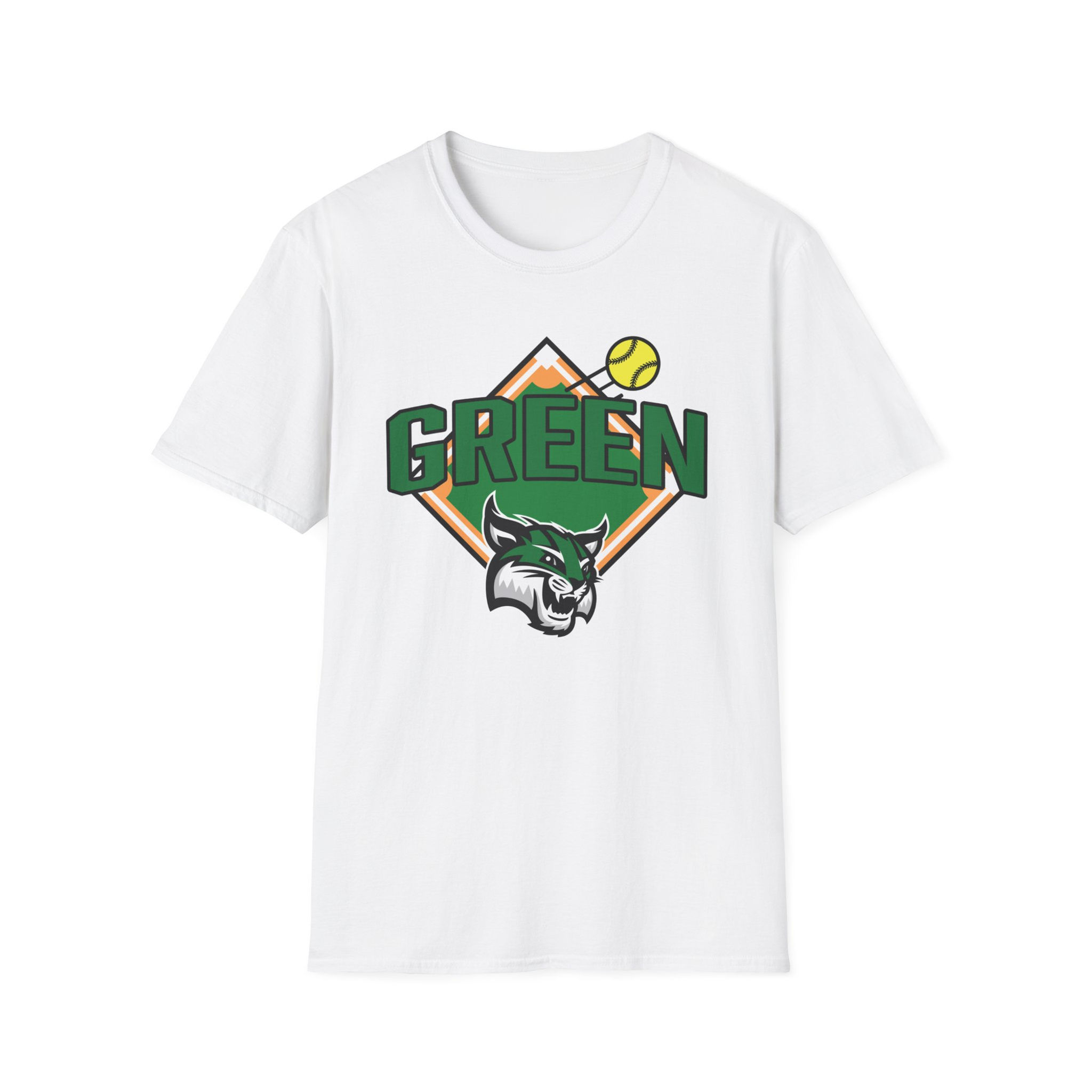 Green 90's Softball Diamond Softstyle T-Shirt