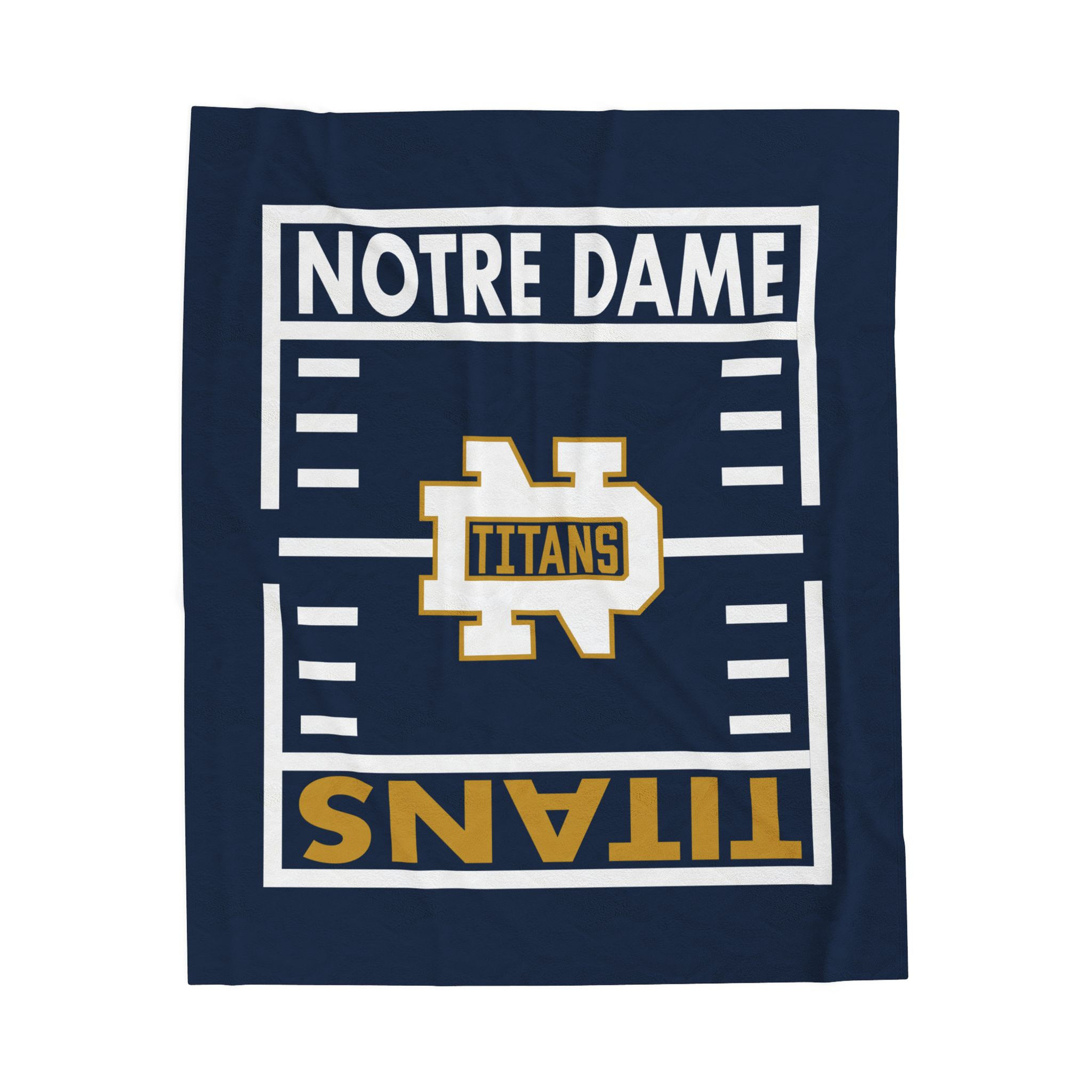 Portsmouth Notre Dame Titans Gridiron (Navy) Velveteen Plush Blanket