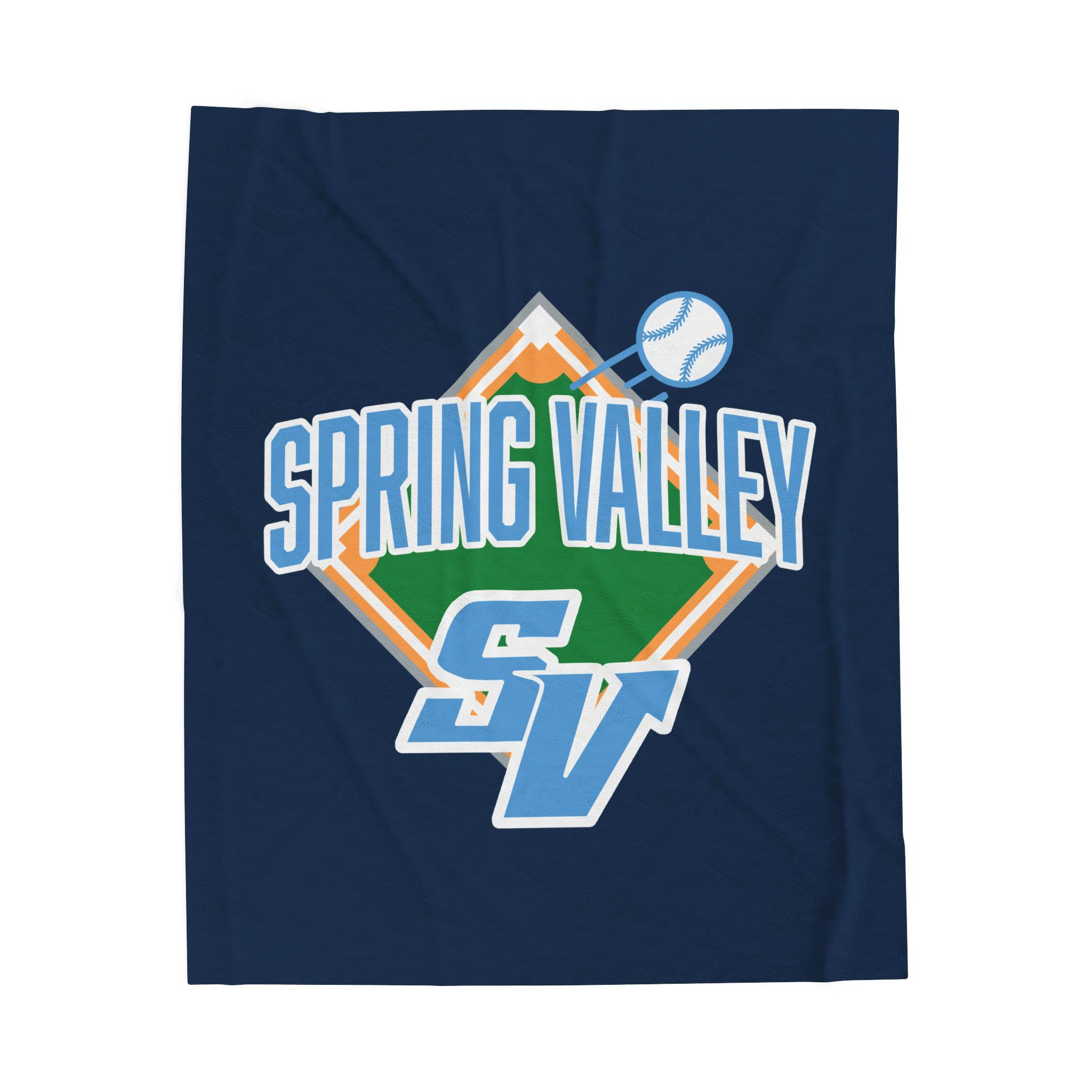 Spring Valley 90's Baseball Diamond Velveteen Plush Blanket (Navy)