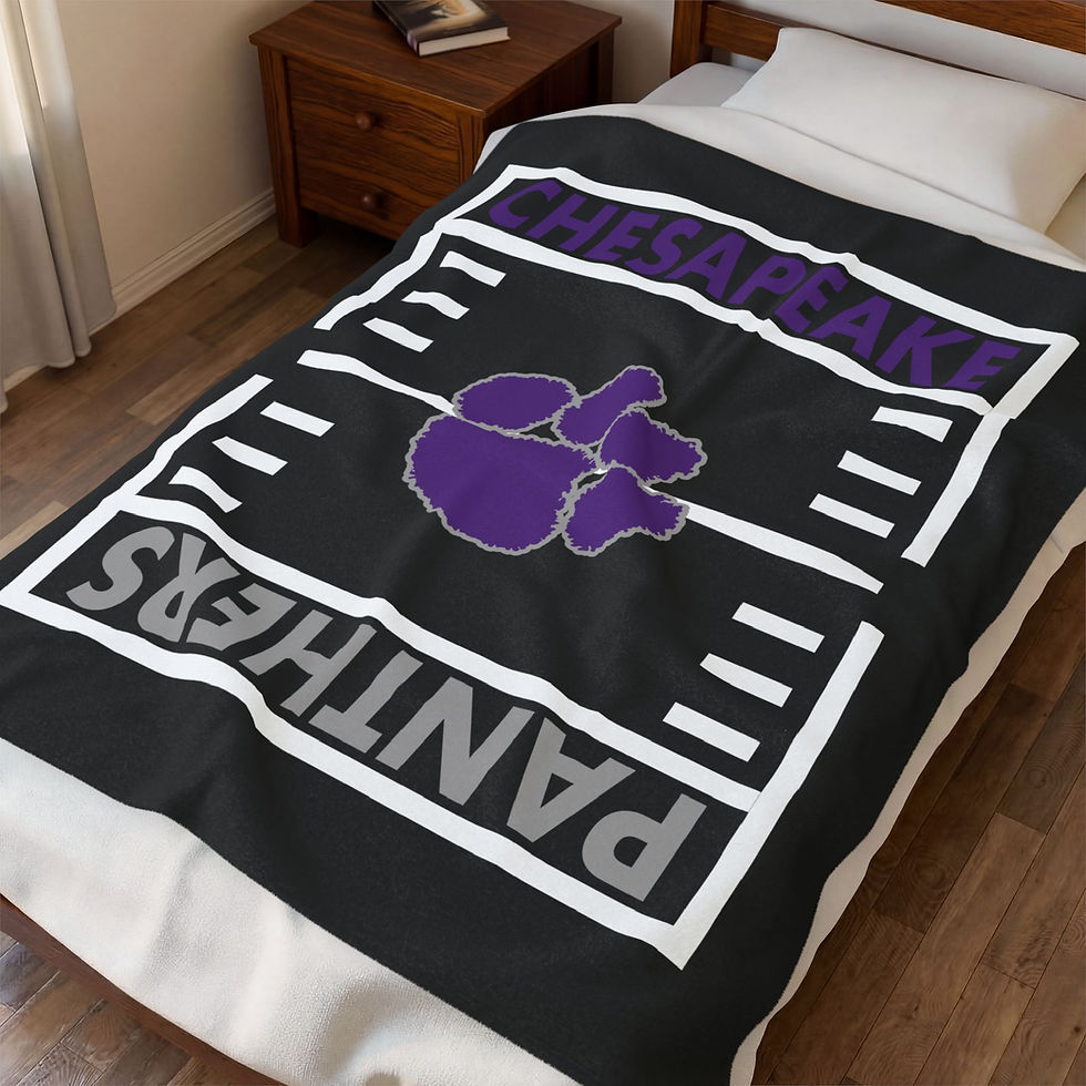 Thumbnail: Chesapeake Panthers Gridiron (Black) Velveteen Plush Blanket