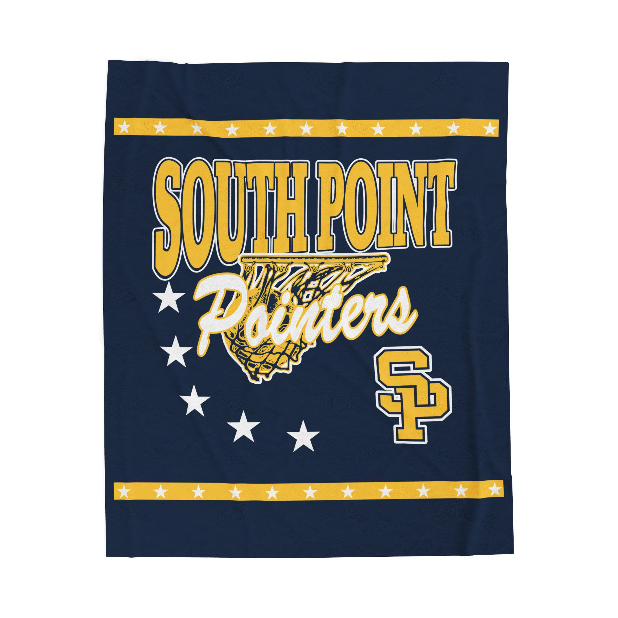 South Point (Blue) 90's Retro Basketball Velveteen Plush Blanket