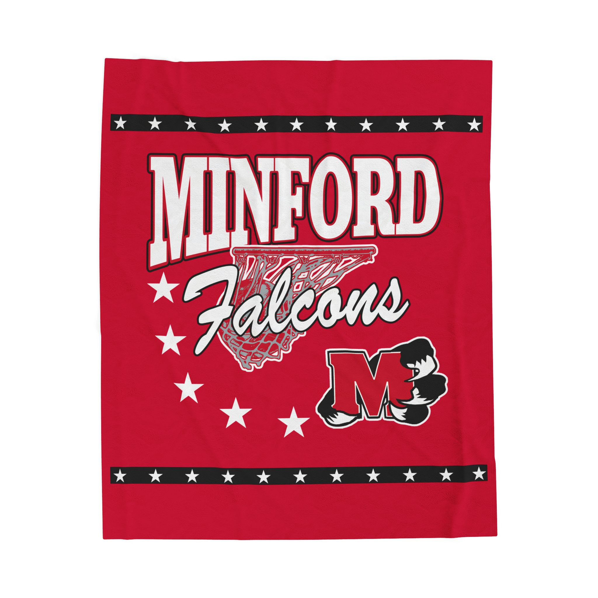 Minford (Red) 90's Retro Basketball Velveteen Plush Blanket