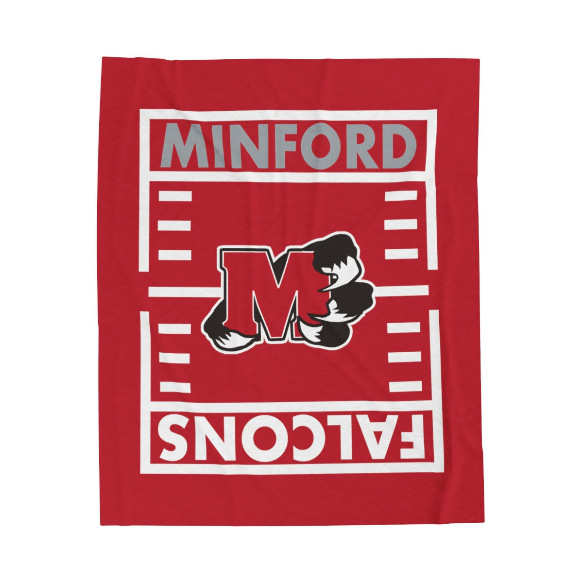 Minford Falcons Gridiron (Red) Velveteen Plush Blanket
