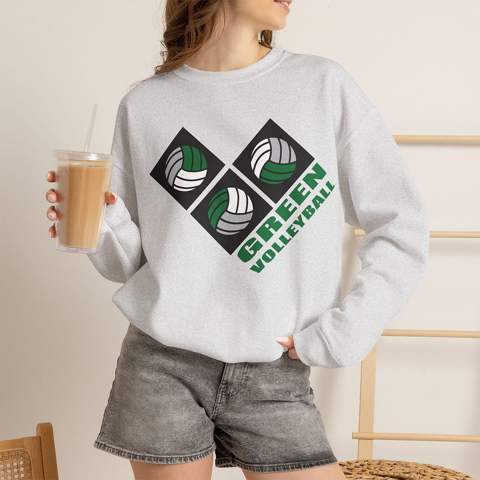 Thumbnail: Green 90's Retro Volleyball Crewneck Sweatshirt