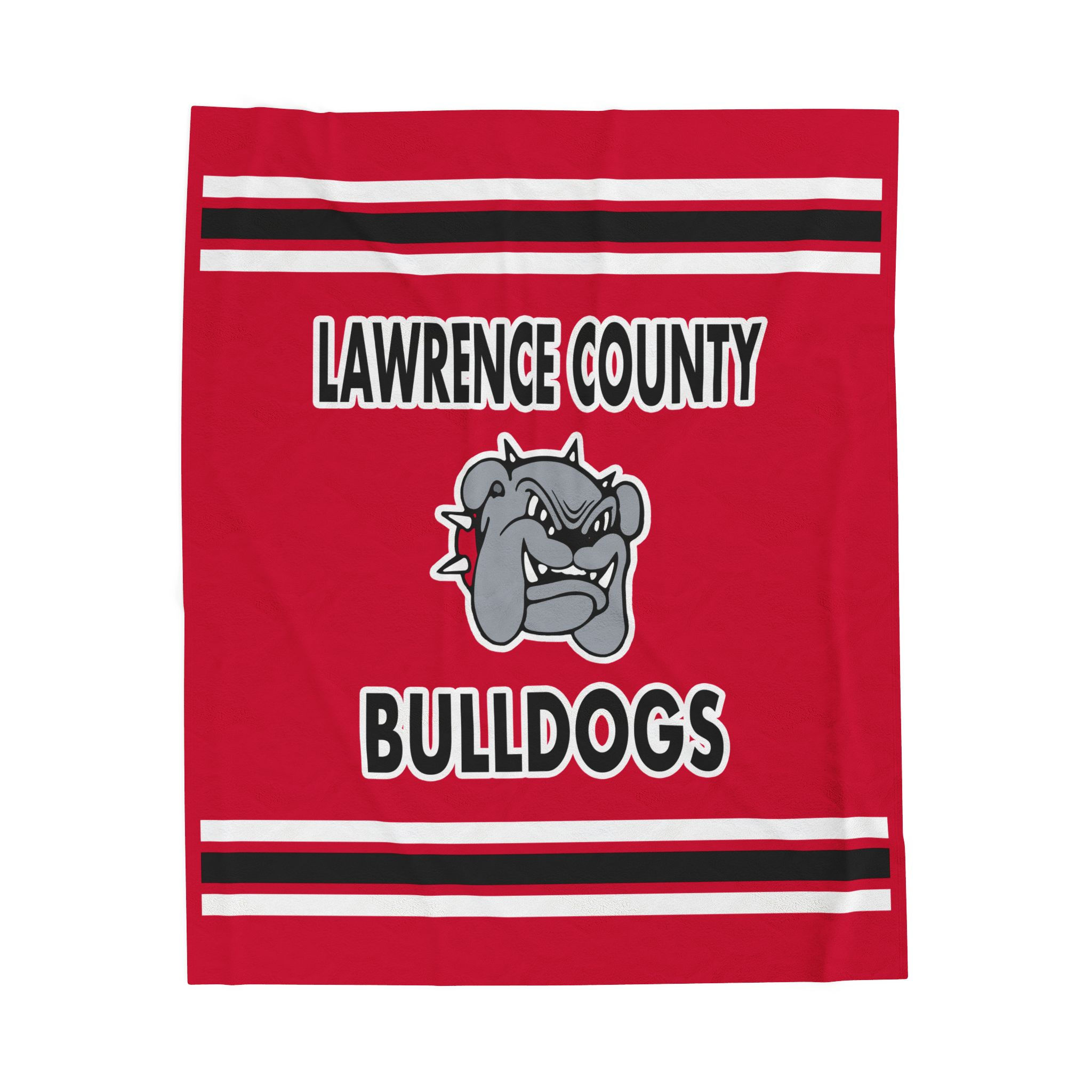 Lawrence County Bulldogs (Red) Velveteen Plush Blanket