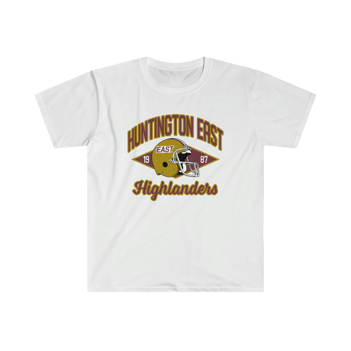 1987 Huntington East Highlanders Helmet Softstyle T-Shirt