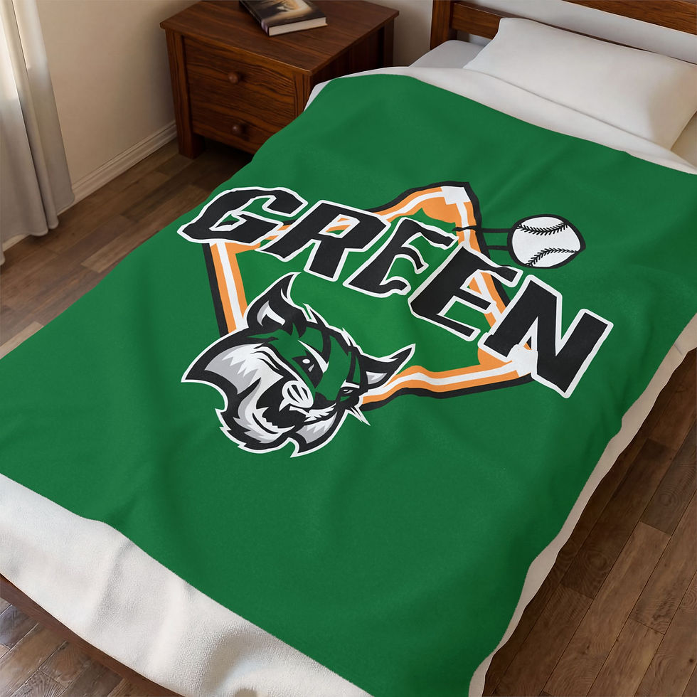 Thumbnail: Green 90's Baseball Diamond Velveteen Plush Blanket (Green)
