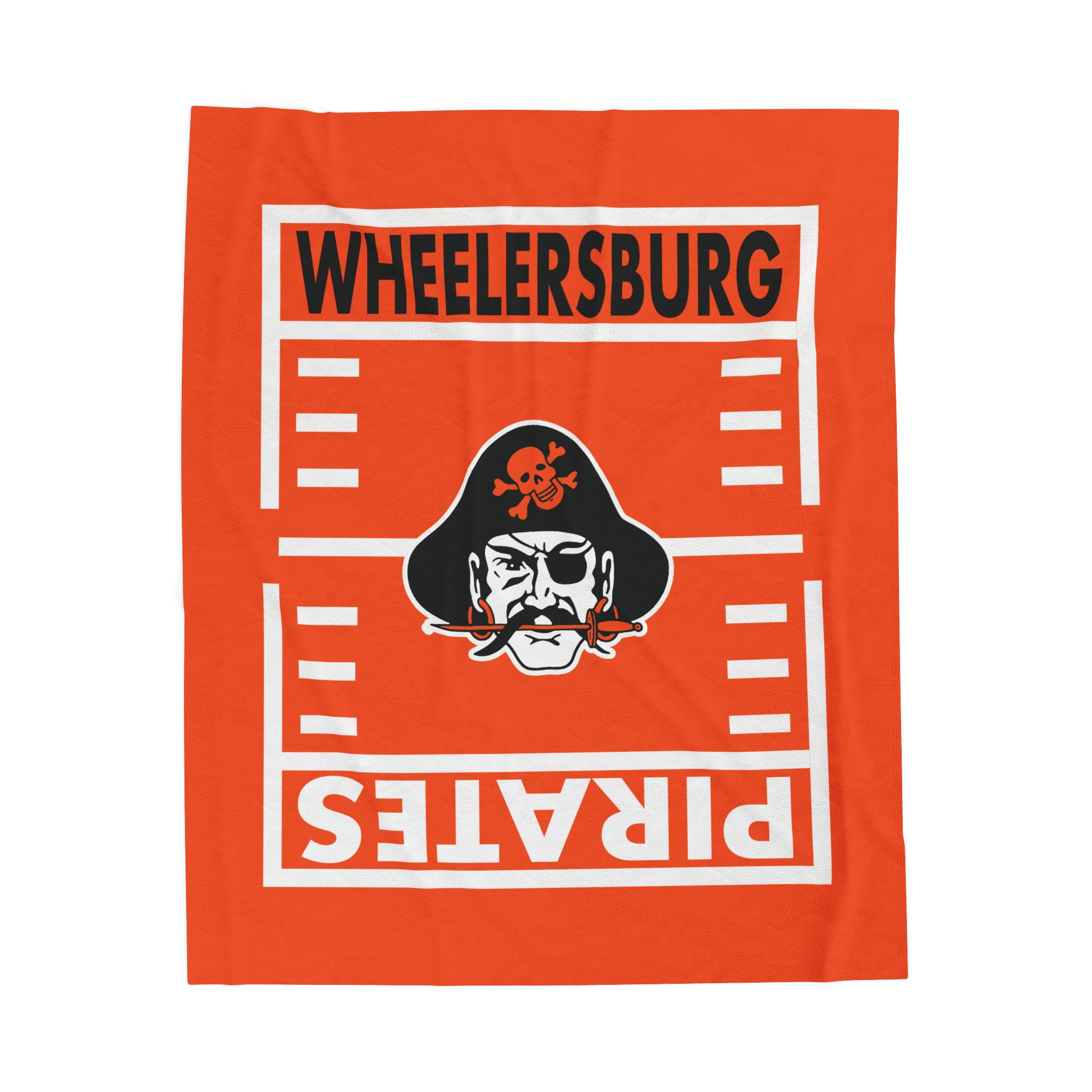 Wheelersburg Pirates Gridiron (Orange) Velveteen Plush Blanket