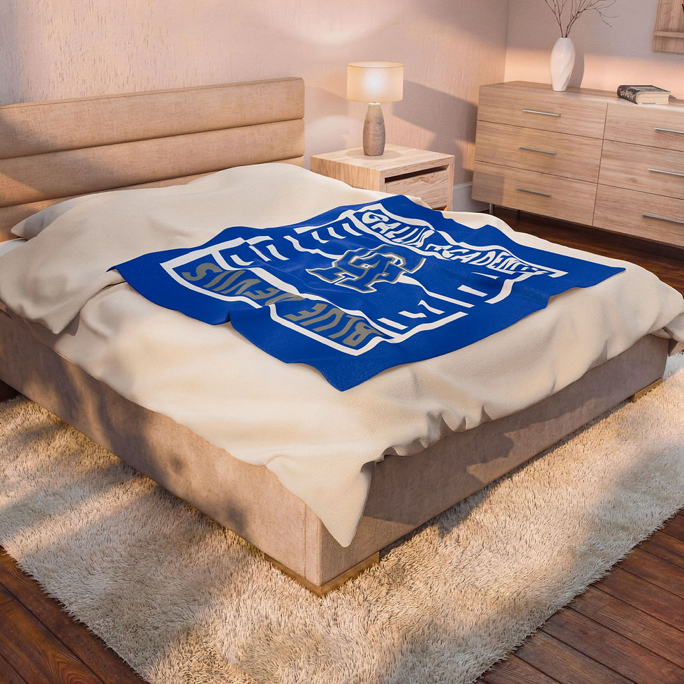 Thumbnail: Gallia Academy Blue Devils Gridiron (Blue) Velveteen Plush Blanket