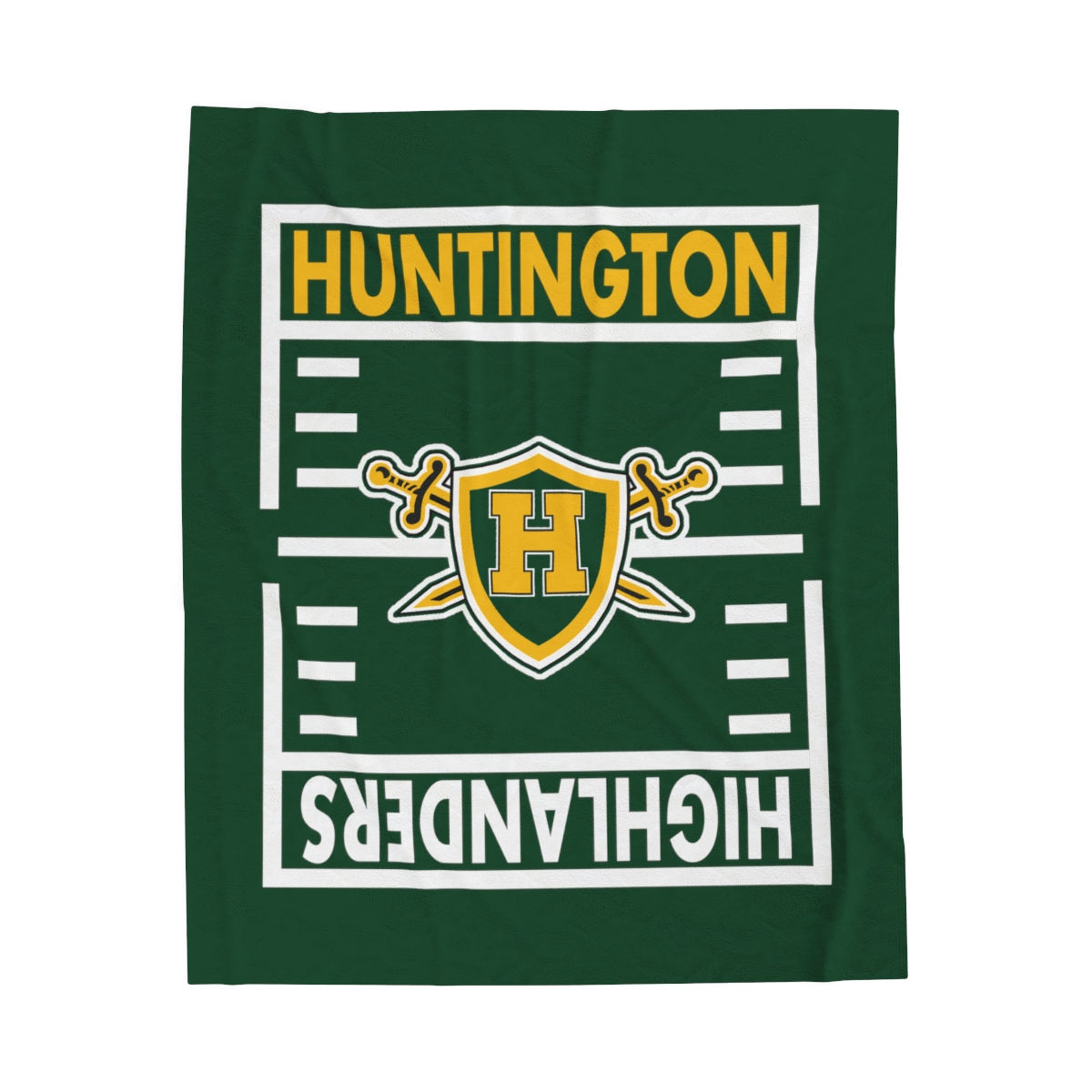 Huntington Highlanders Gridiron (Green) Velveteen Plush Blanket