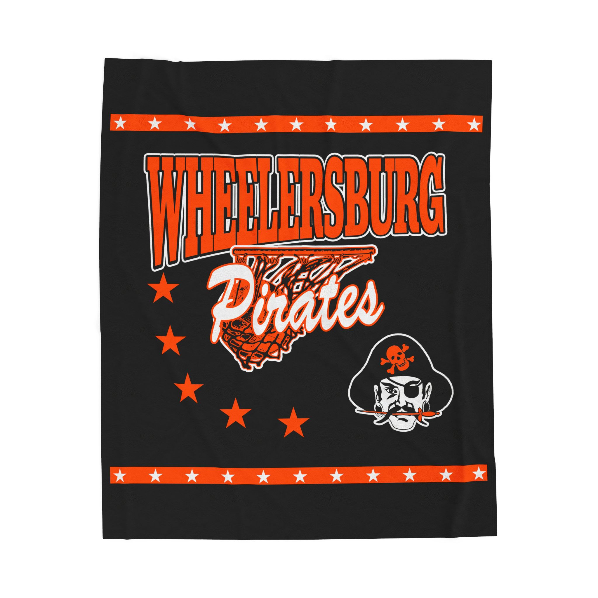 Wheelersburg (Black) 90's Retro Basketball Velveteen Plush Blanket