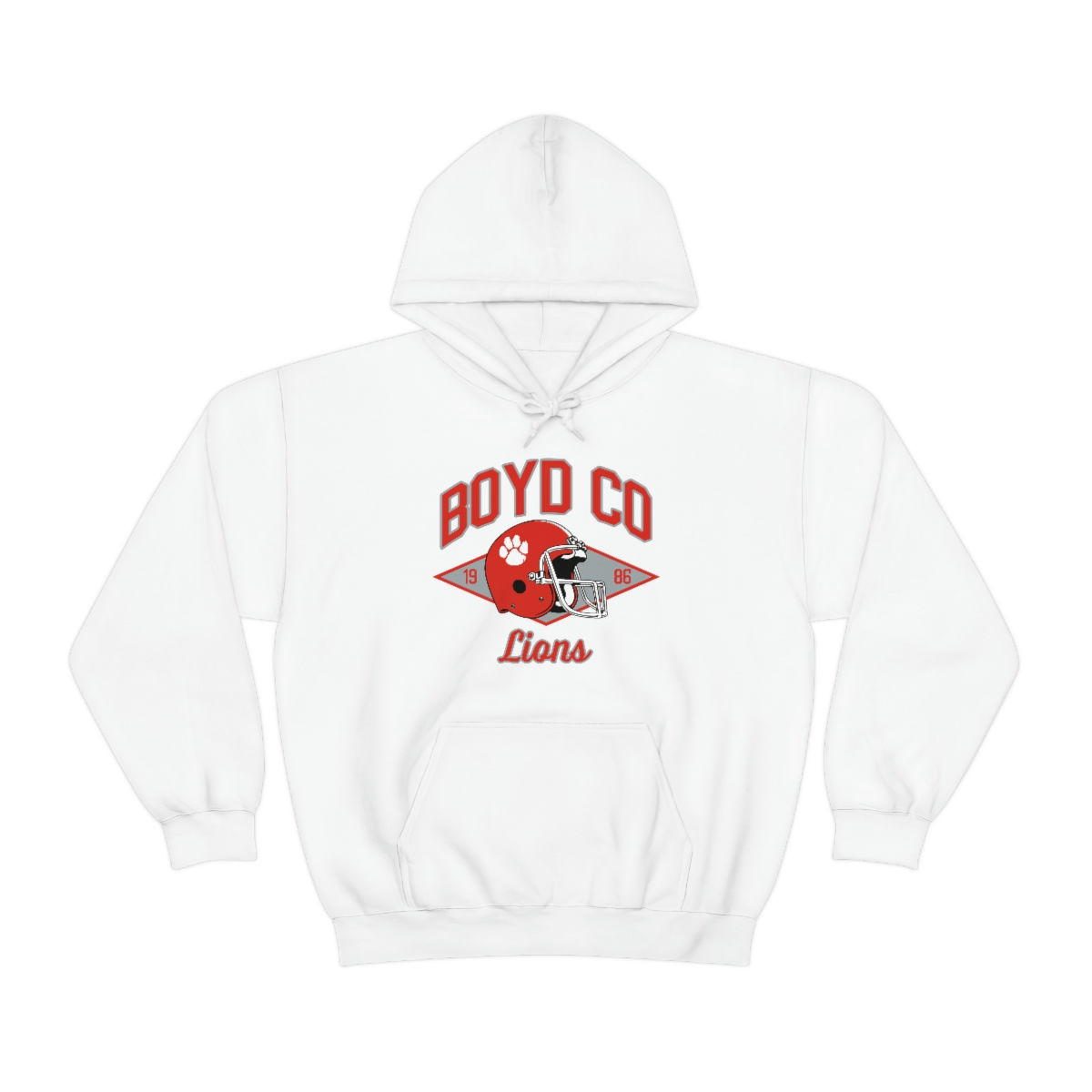 1986 Boyd County Lions Helmet Hooded Sweatshirt