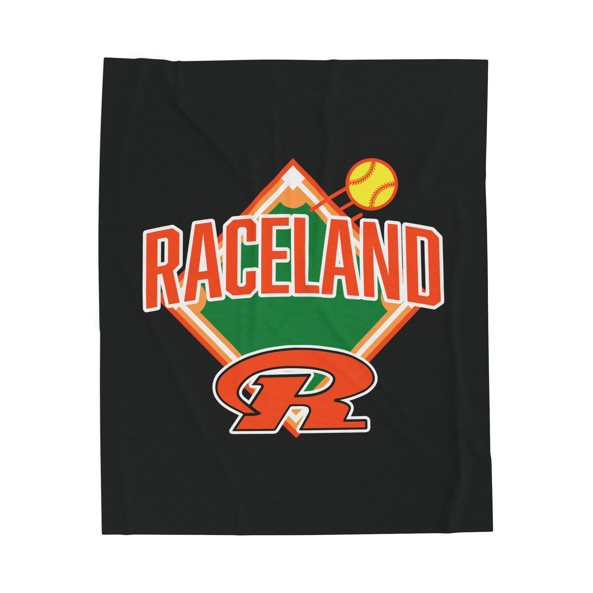 Raceland 90's Softball Diamond Velveteen Plush Blanket (Black)