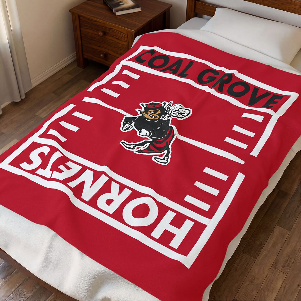 Thumbnail: Coal Grove Hornets Gridiron (Red) Velveteen Plush Blanket