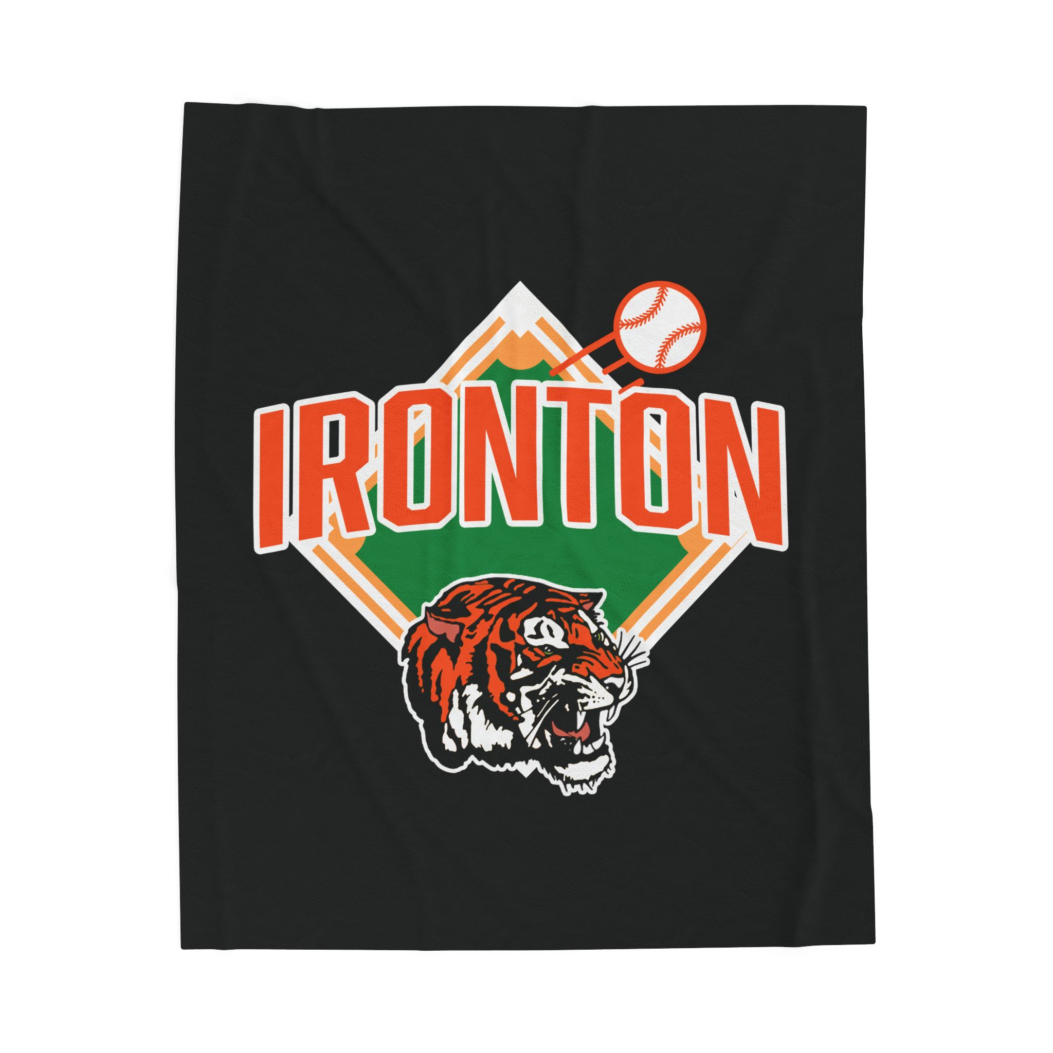 Ironton 90's Baseball Diamond Velveteen Plush Blanket (Black)