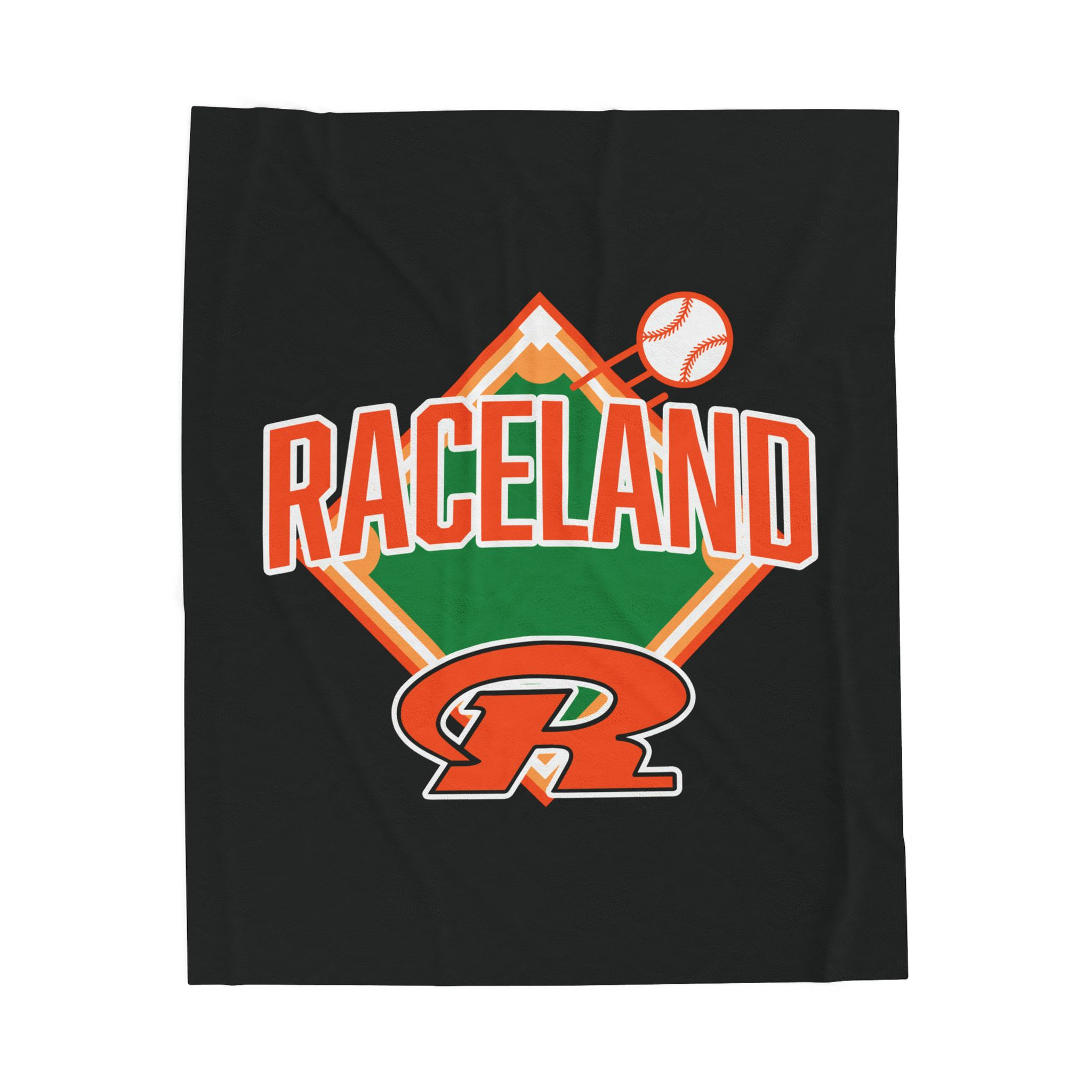 Raceland 90's Baseball Diamond Velveteen Plush Blanket (Black)