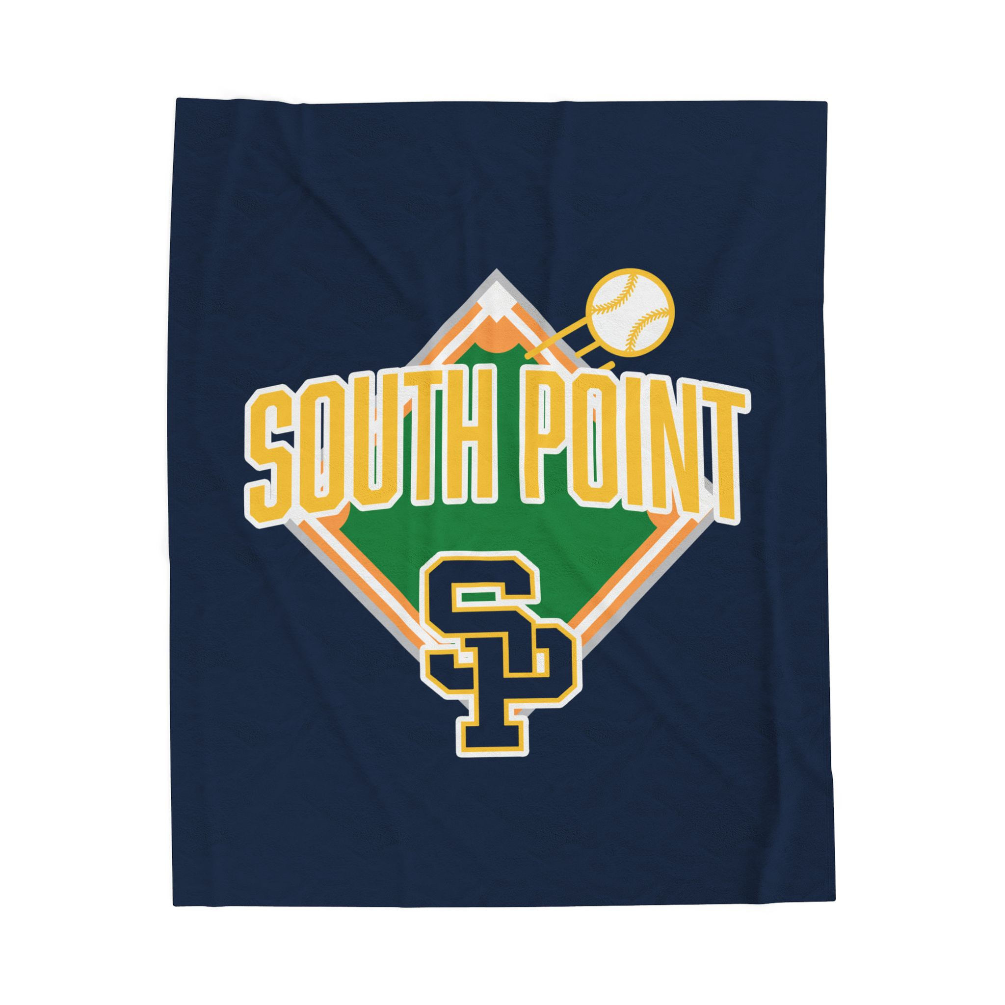 South Point 90's Baseball Diamond Velveteen Plush Blanket (Navy)
