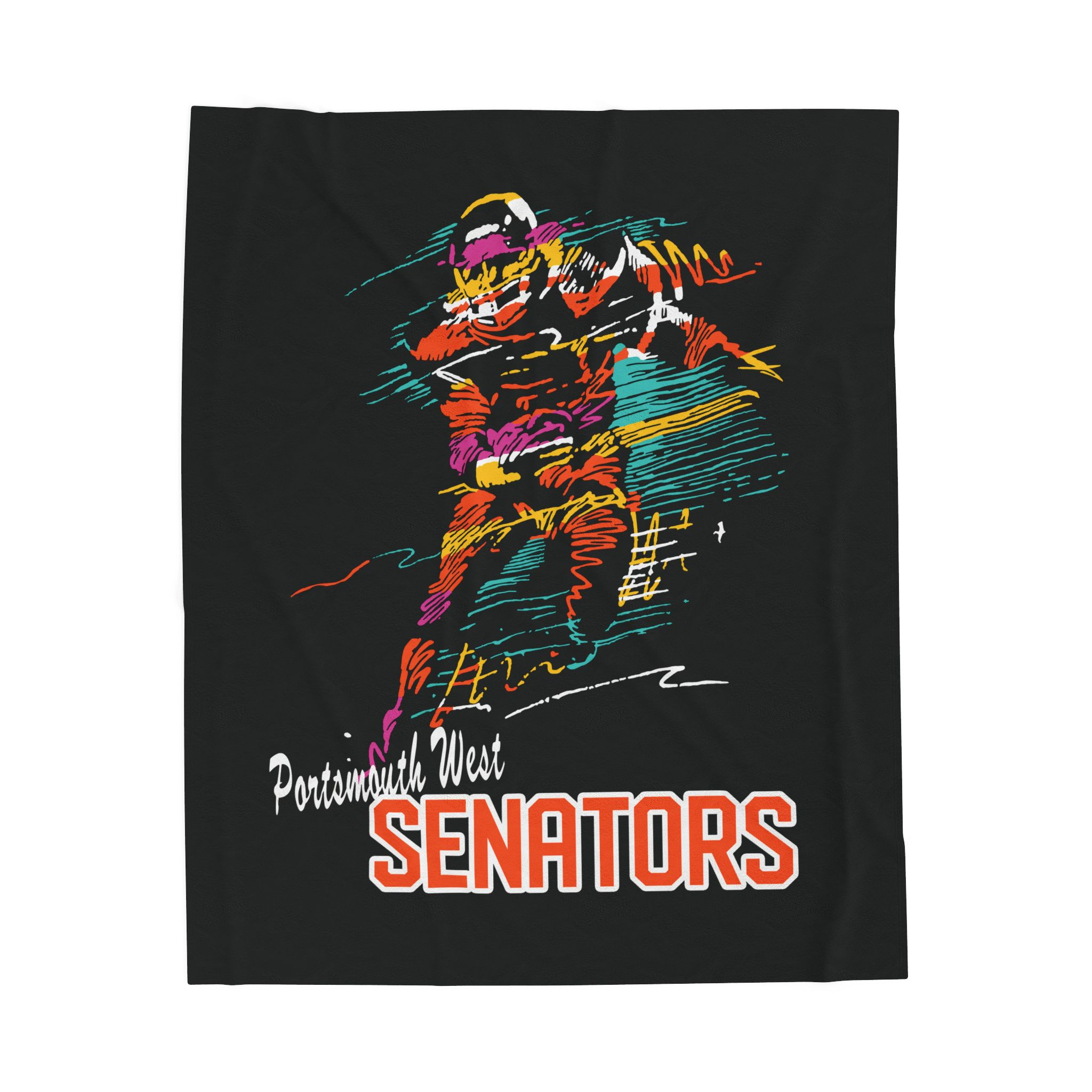Portsmouth West Senators Football 90's Neon Velveteen Plush Blanket