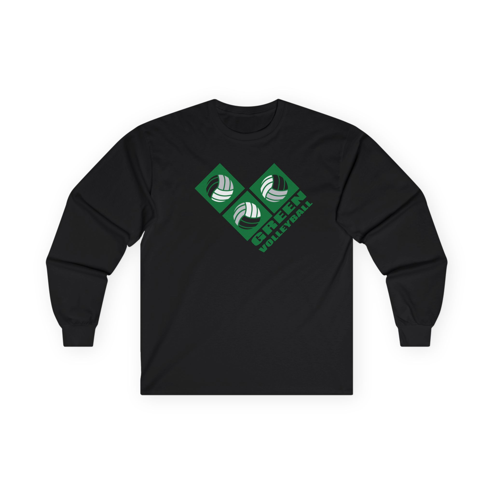 Green 90's Retro Volleyball Cotton Long Sleeve Tee