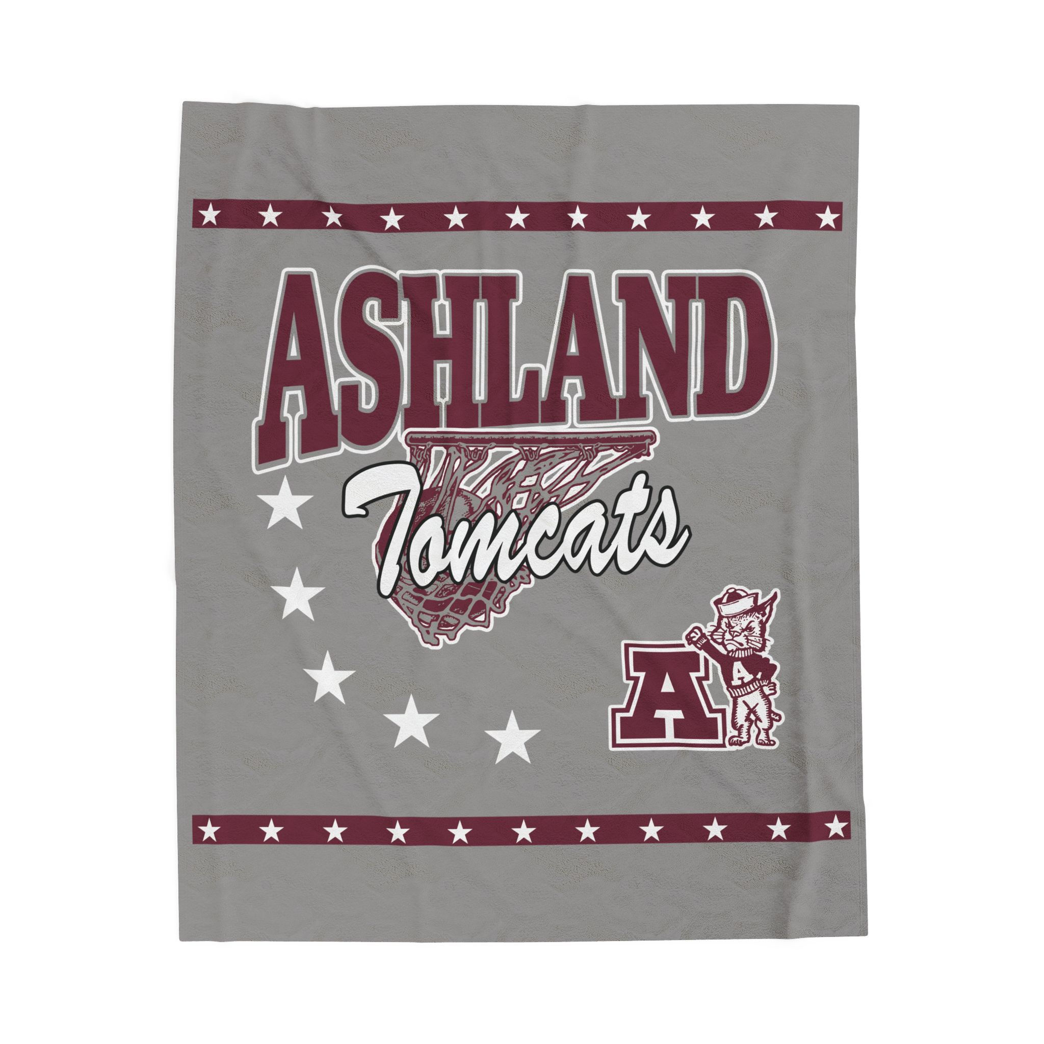 Ashland (Grey) 90's Retro Basketball Velveteen Plush Blanket