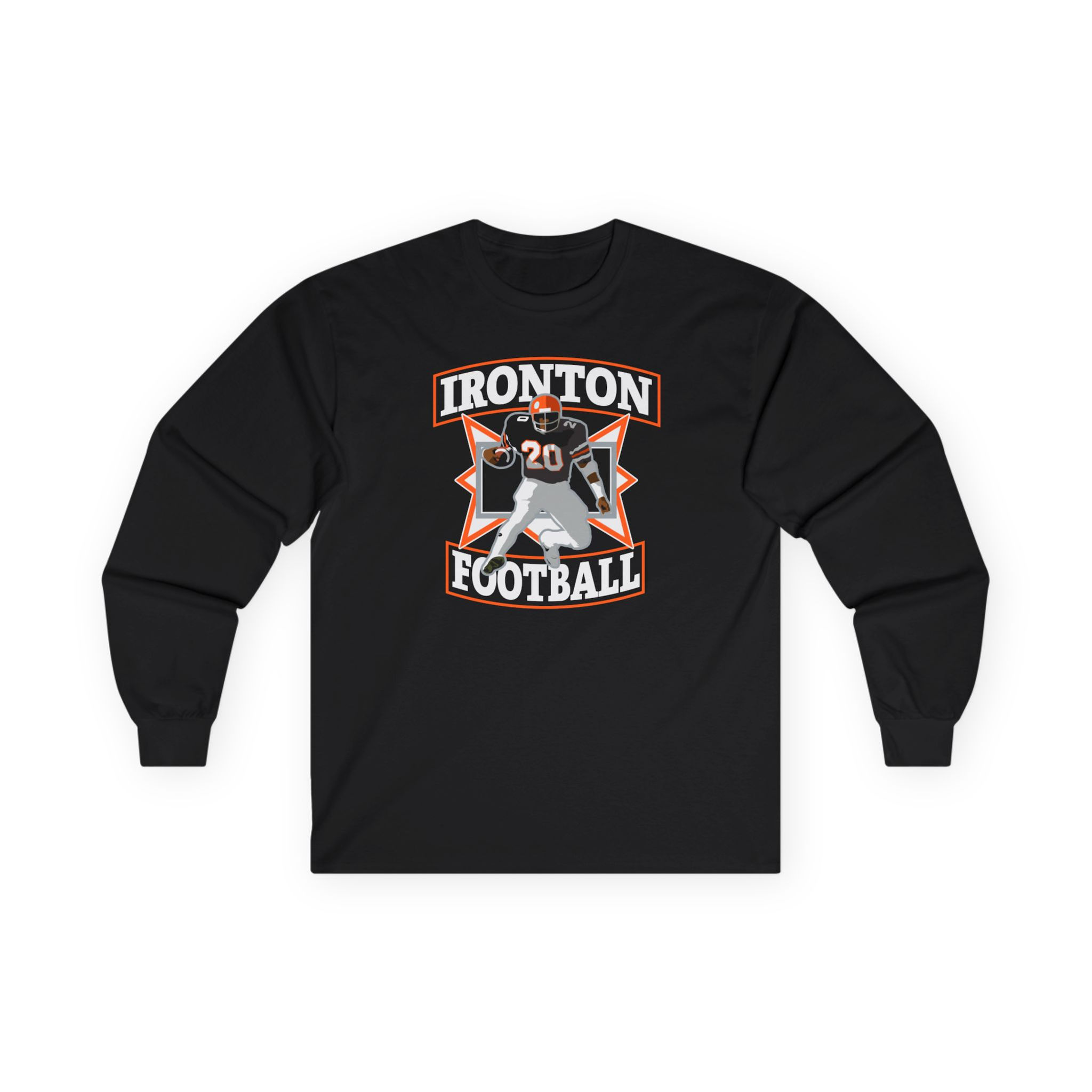 Ironton 80's Retro Football Cotton Long Sleeve Tee