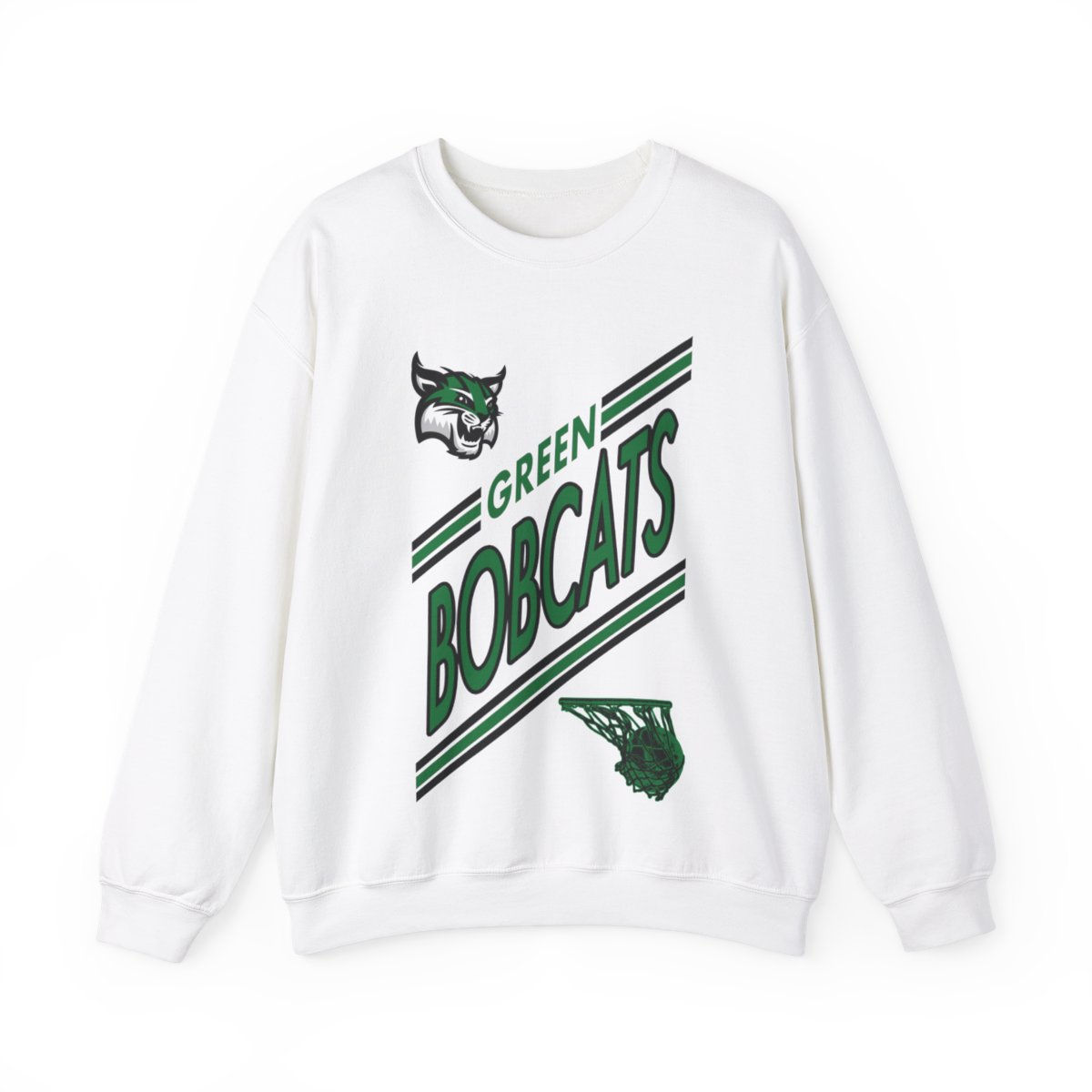 Green Bobcat Pride Basketball Crewneck Sweatshirt